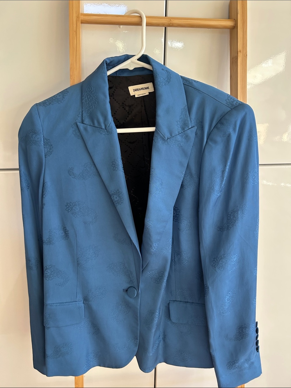 Zadig & Voltaire Victor Paisley Bright Blue Single-Button Notch-Lapel Blazer